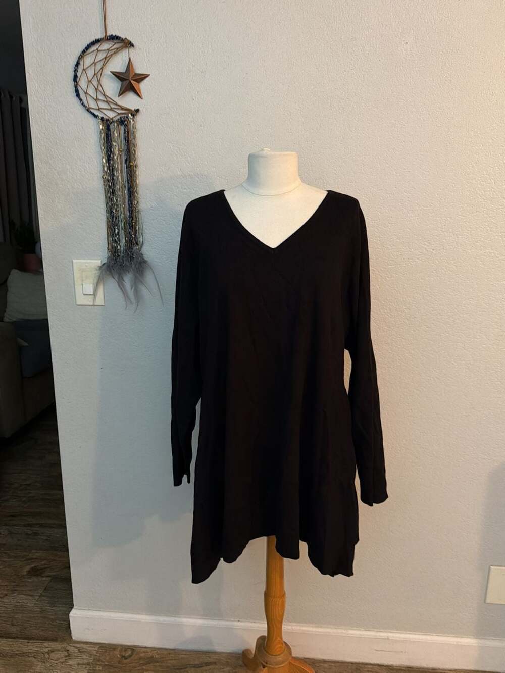 Whisper Knit by Louis Dell'Olio Sweater 3X Black V-Neck Long Sleeve